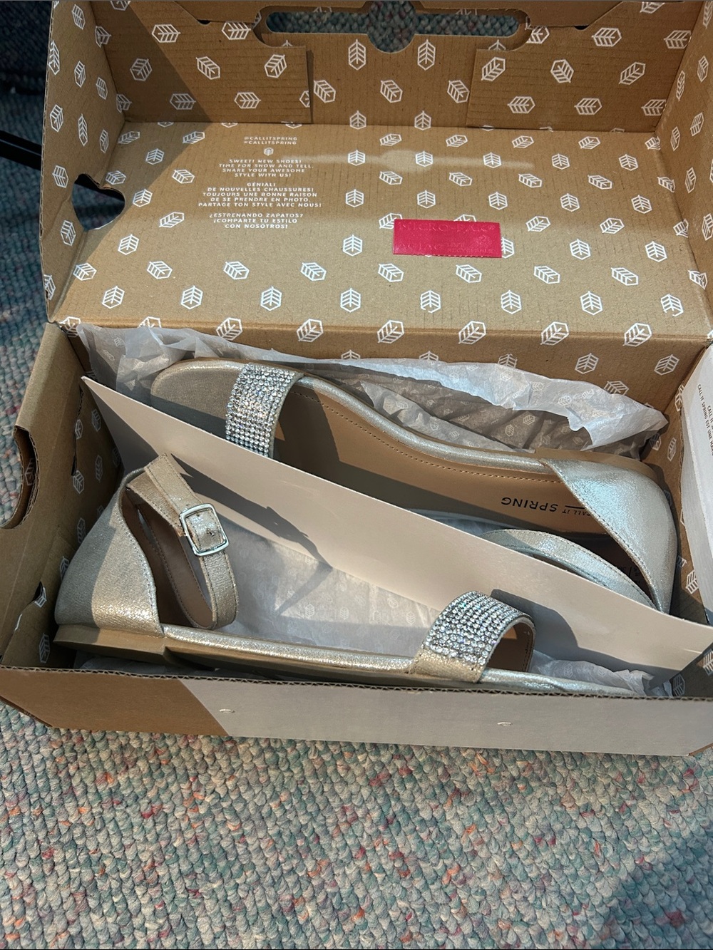 Call It Spring Silver Rhinestone Ankle-Strap Sandals - Picture 9 of 11